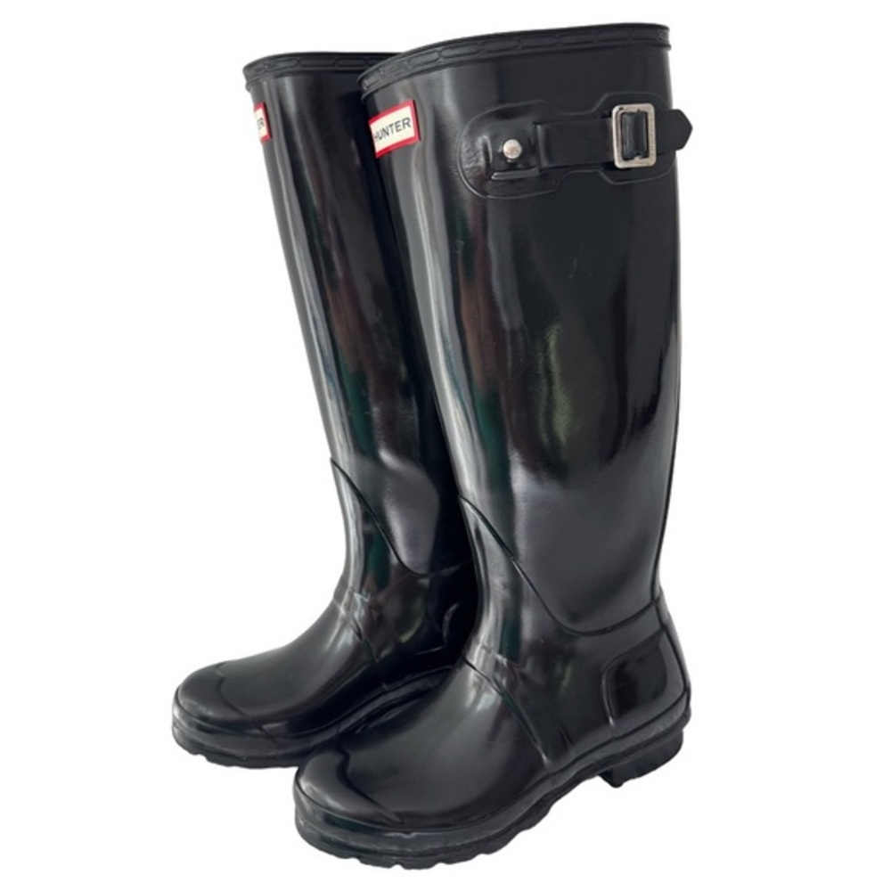 Hunter Glossy Black Knee High Rubber Rain Boots Wellies EU 35/36, UK 3, US 4/5